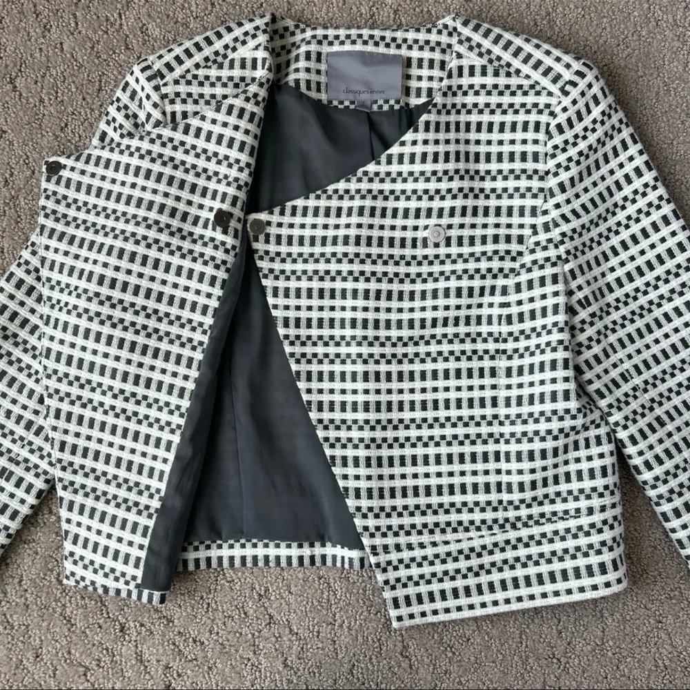 Classiques Entier Asymmetrical Blazer Checkered Jacket Tailored Coat Modern SM